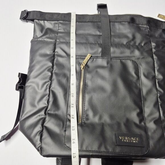 VERSACE Parfums Convertible Rider Backpack Shoulder Tote Bag Black Gold NWOT main image 11